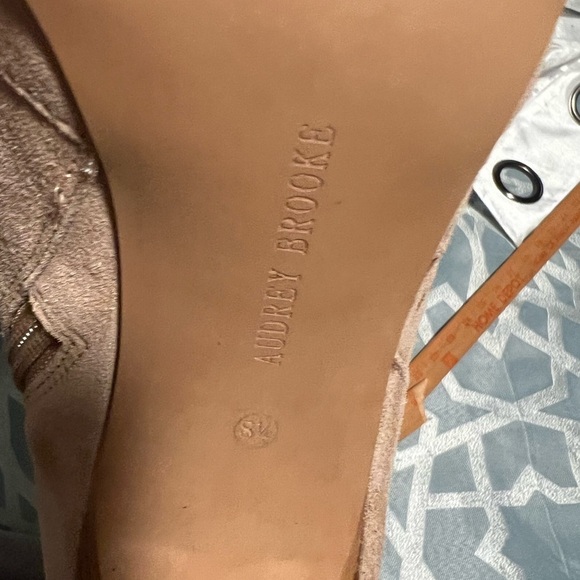 Peep -Toe Stiletto Suede Stiletto Boot by Audrey Brooke - Picture 7 of 8